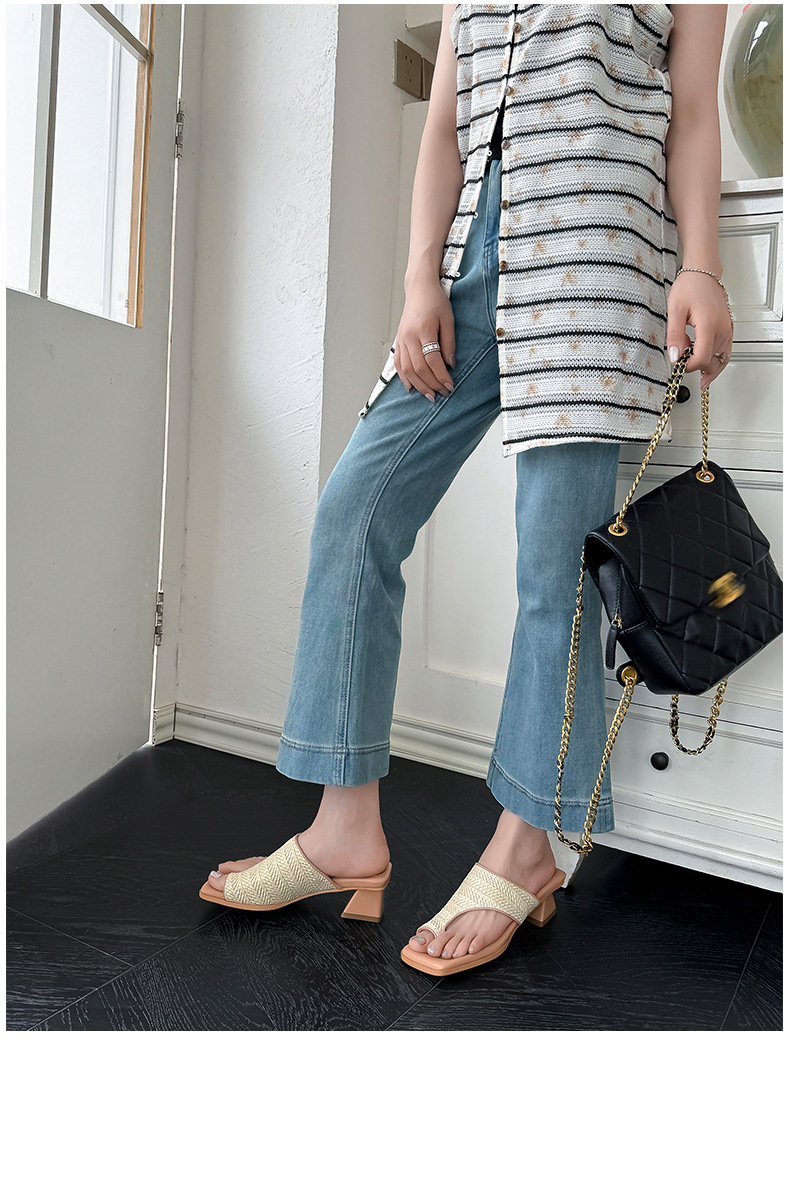Dép sandal cao gót nữ hở mũi kiểu Pháp đan chéo, gót cao 9 cm, đế mềm — Màu cà phê (Nâu) chi tiết 17