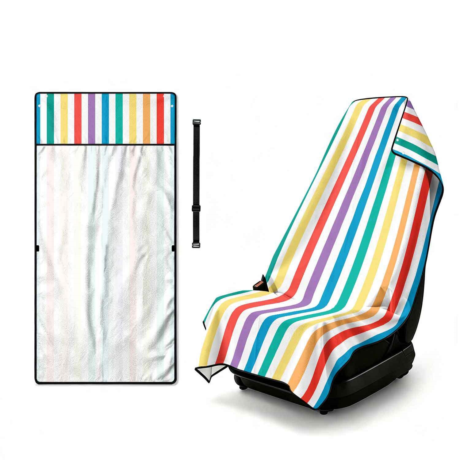 Geometric Bath Towel Car Seat Cover 2-in-1 Microfiber Outdoor Beach Car Dual-Use Universal Seat Cushion