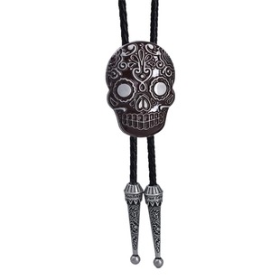 European and American alternative skull facial makeup leather Polo bow tie cross-border supply adjustment zinc alloy oil drop vintage necklace