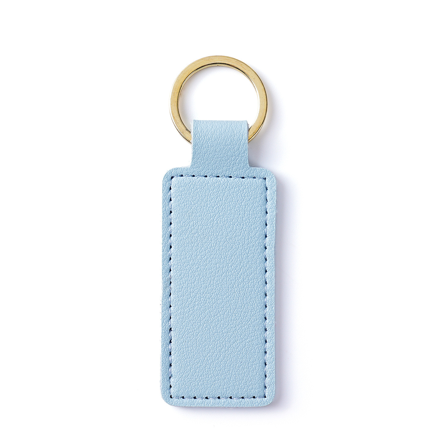 Keychain de cuero pu transfronterizo estilo simple hebilla cuadrada logotipo de impresión colgante de cuero llavero para hombres y mujeres