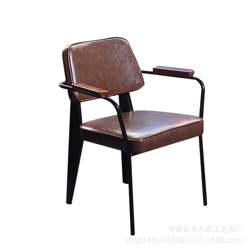 American Industrial Style Coffee Shop Bar Armrest Chairs, Casual Retro Chairs, Personalized Creative Pub Restaurant Dining Chairs
