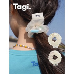 Tagi.亚克力珍珠装饰薄纱闪闪光泽珠珠发圈发绳小众配饰