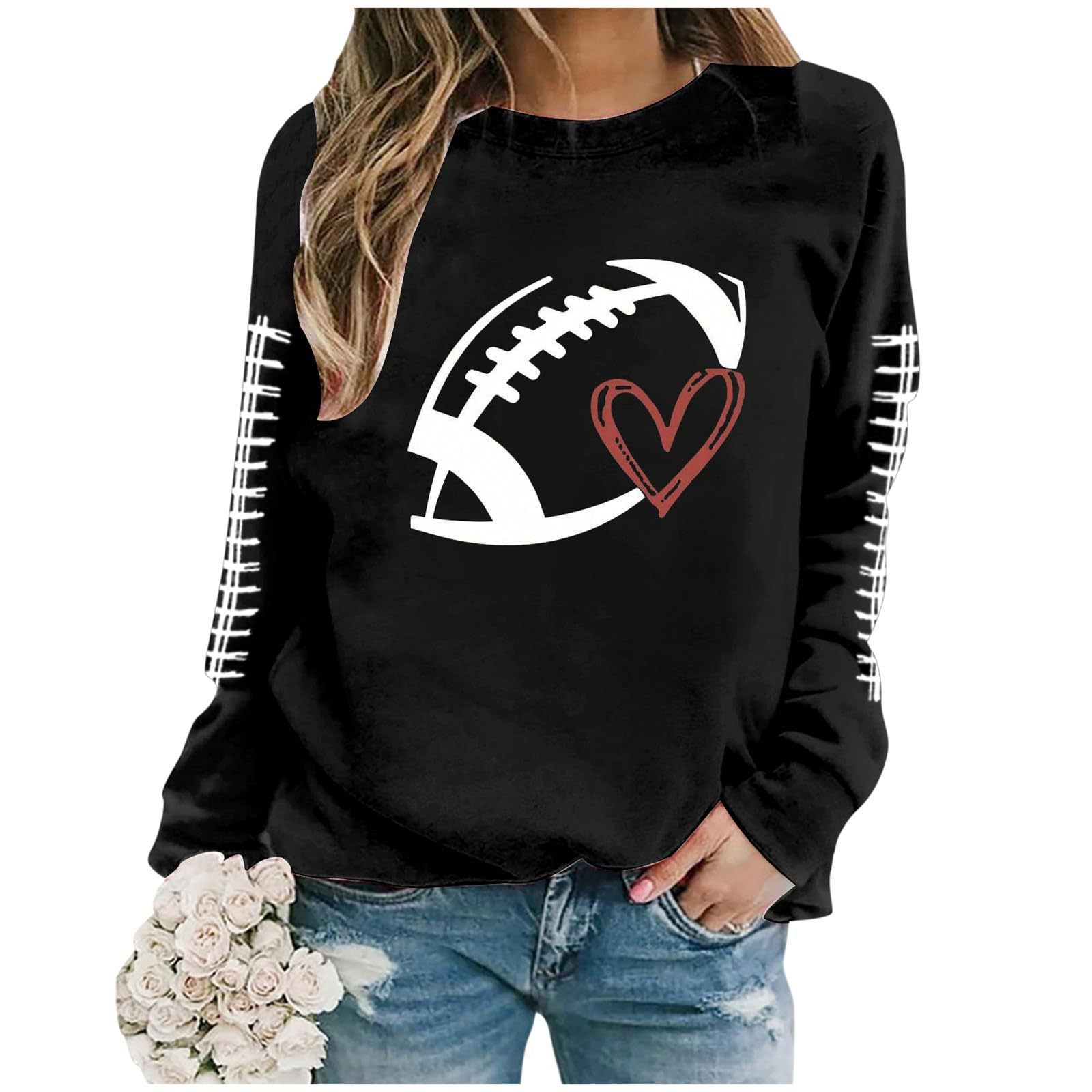 New Women's Rugby Print Sports Pullover Hoodie Round Neck Long Sleeve Casual Sweatshirt_voghion.com