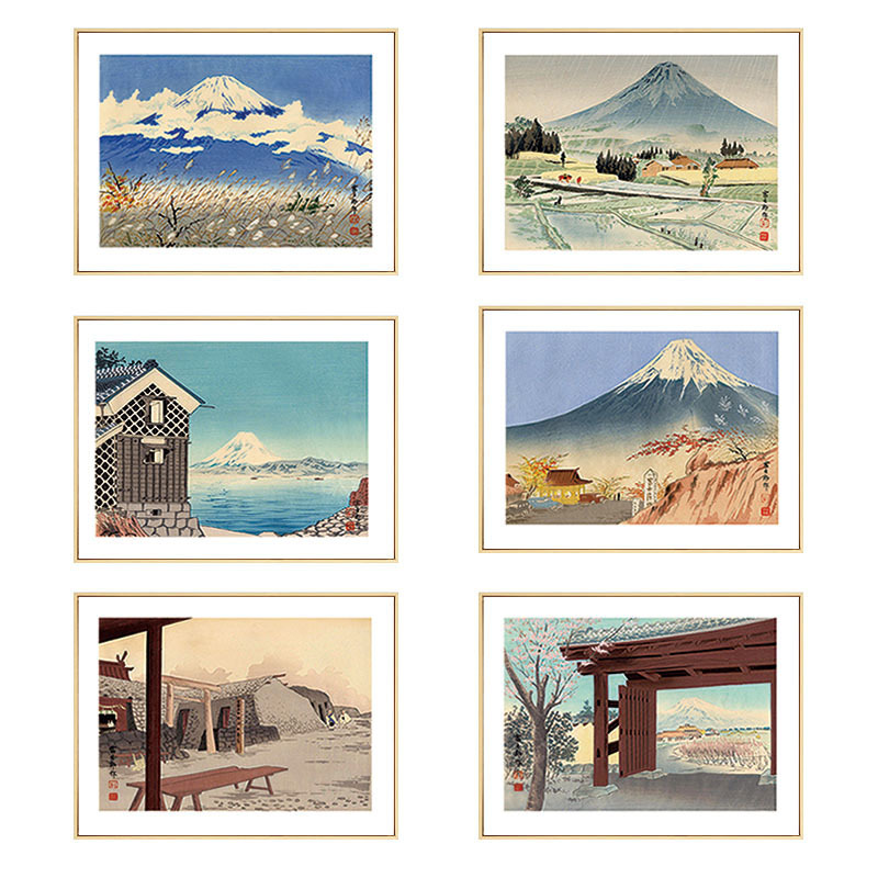 日本风格挂画日式装饰画榻榻米寿司店茶室浮世绘富士山和风墙壁画