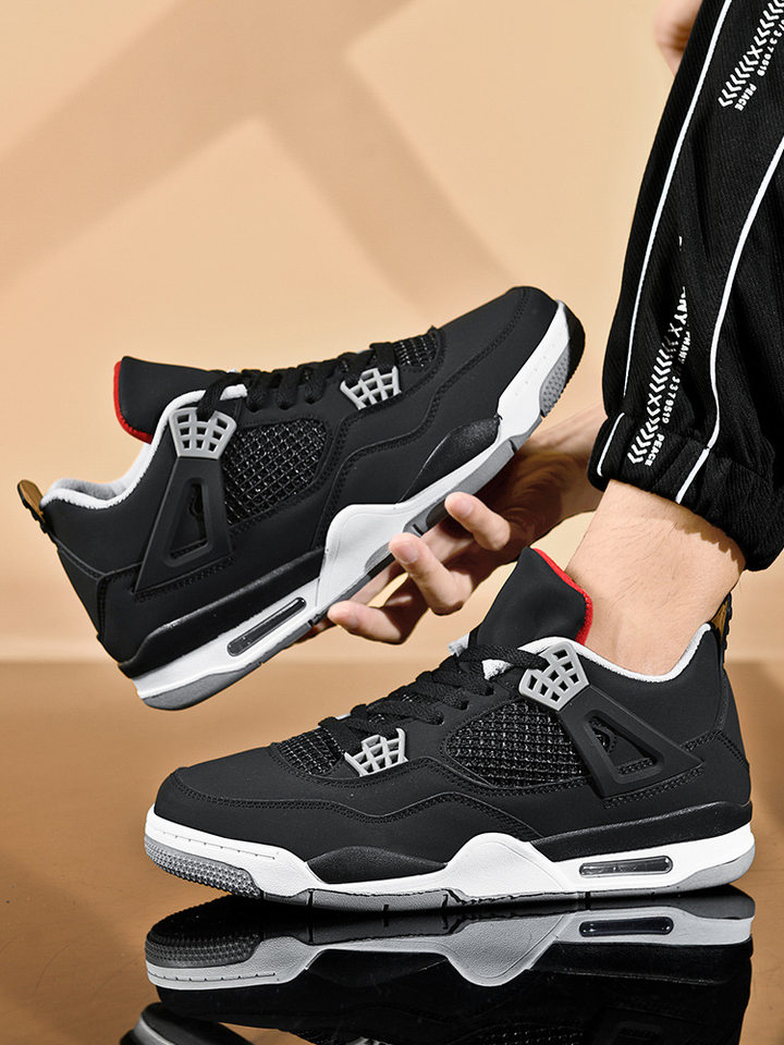 Giày thể thao nam cổ thấp chống trượt đế dày tăng chiều cao, giày sneaker phối màu — JD-AJ4 màu xám đen, JD-AJ4 màu đỏ lửa, JD-AJ4 đen đỏ chi tiết 15