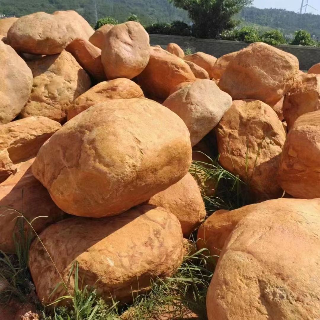 黄蜡石原石景观石头天然风景石吨位湖边驳岸石园林假山工程造景池