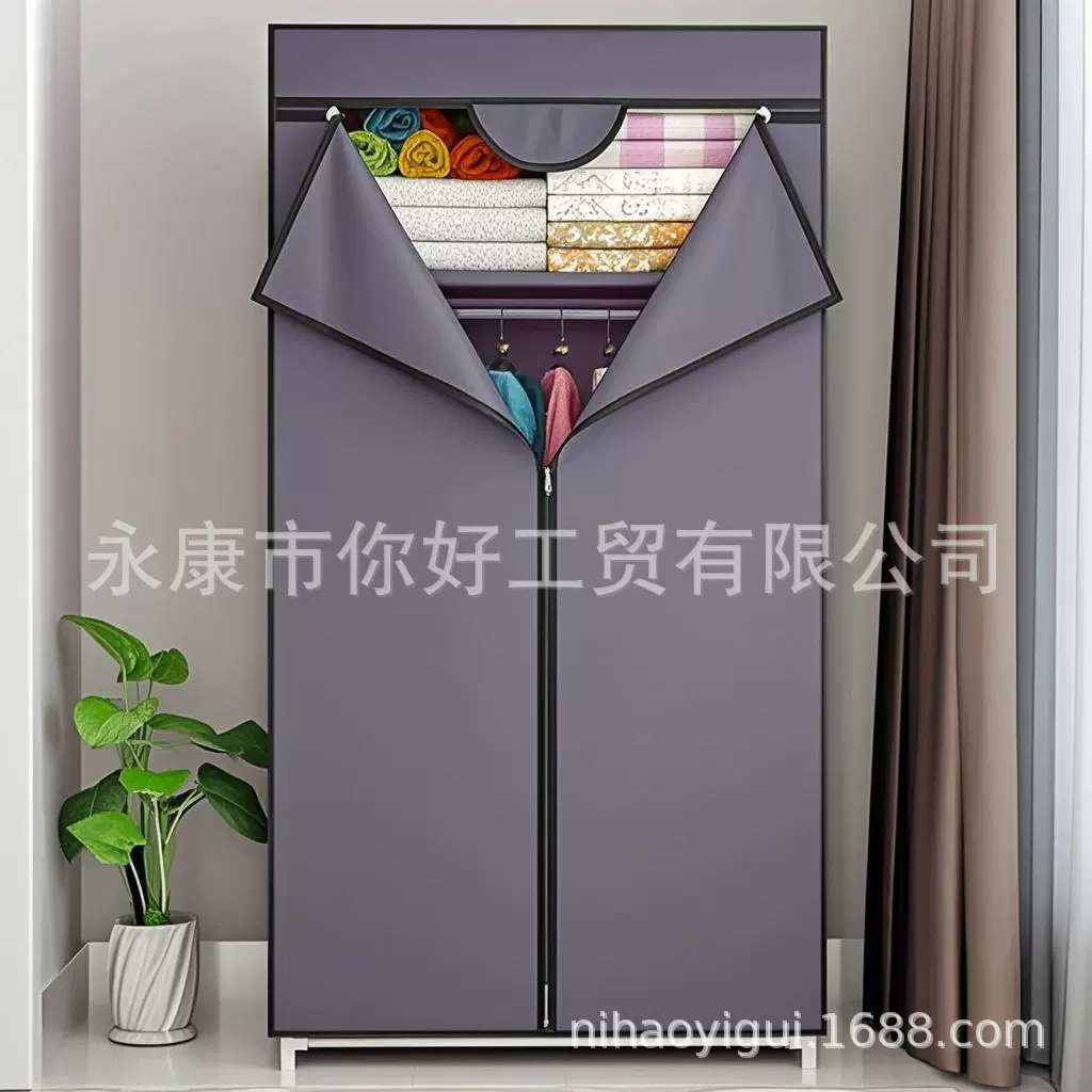 家用布衣柜出租房电商跨境收纳柜钢管衣橱爆款简易款简约时尚柜子