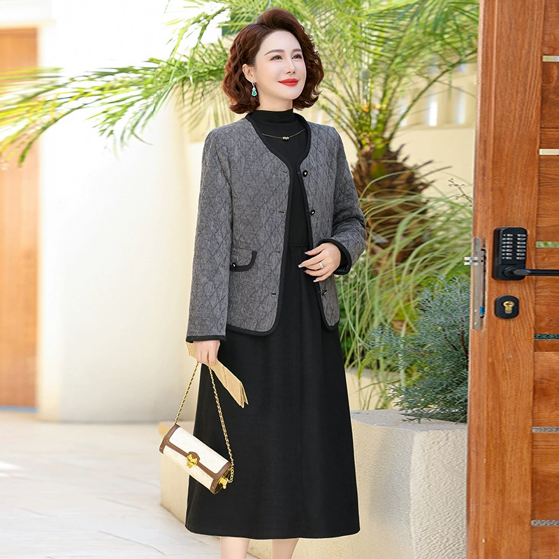 2025 новая мода мама платье маленькое ароматное пальто платье из двух частей 50-летняя женщина среднего возраста платье