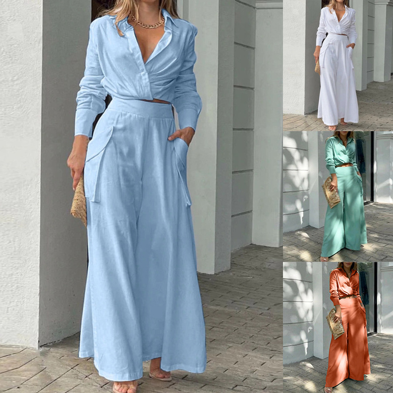 403g Weight Long Sleeve Sleeve Length Polyester Fabric Type Leisure Suit Sets Type Casual, Office, Daily Occasion Shirt Collar Neckline Pocket Function Slim Fit Type Solid Color Pattern Spring Season Women's Gender Elegant Style, Temperament Commuter Style Casual Office Daily Women's Elegant Style Temperament Commuter Solid Color Polyester Leisure Suit Pants Sets 2
