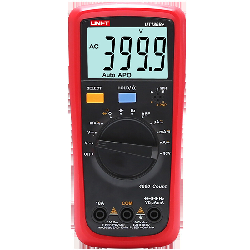 优利德UT136B+/UT136C+数字万用表NCV感应防烧测毫伏电压修电焊机