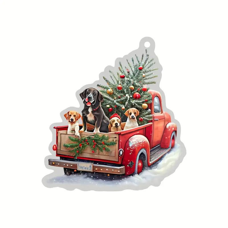 Nuevo automóvil de Navidad transfronterizo perro decoración de árbol de Navidad colgante acrílico plano decoración de regalos de Navidad