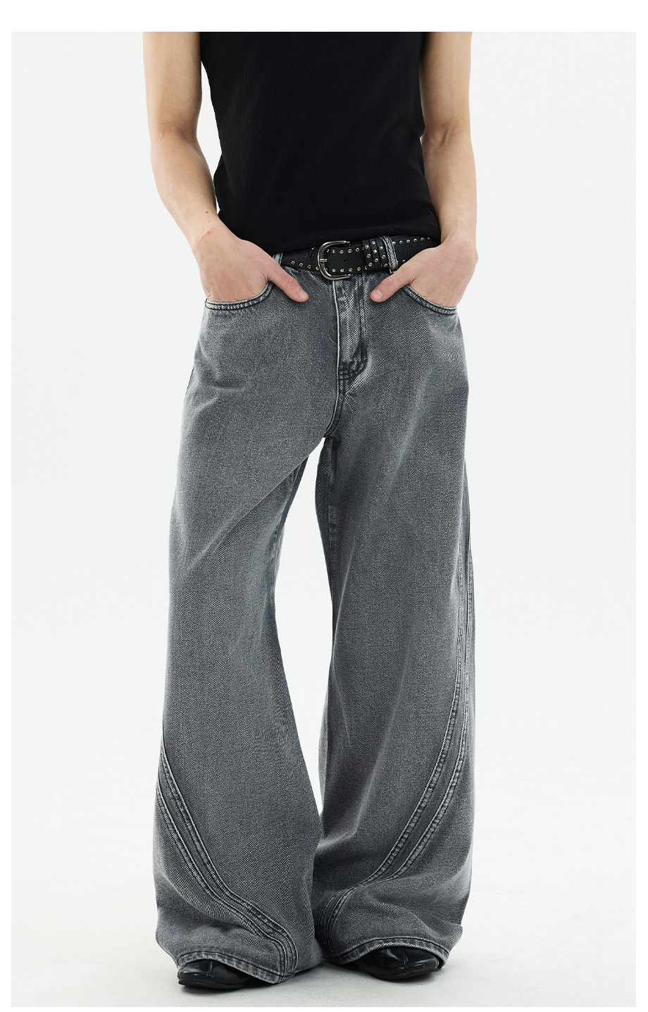 Men's Loose Straight Leg Trousers Retro Distressed Washed Curved Jeans Cool And Stylish Design_mkmklike.com