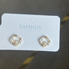 Silver needle, universal earrings from pearl with bow, silver 925 sample, city style, simple and elegant design, wholesale