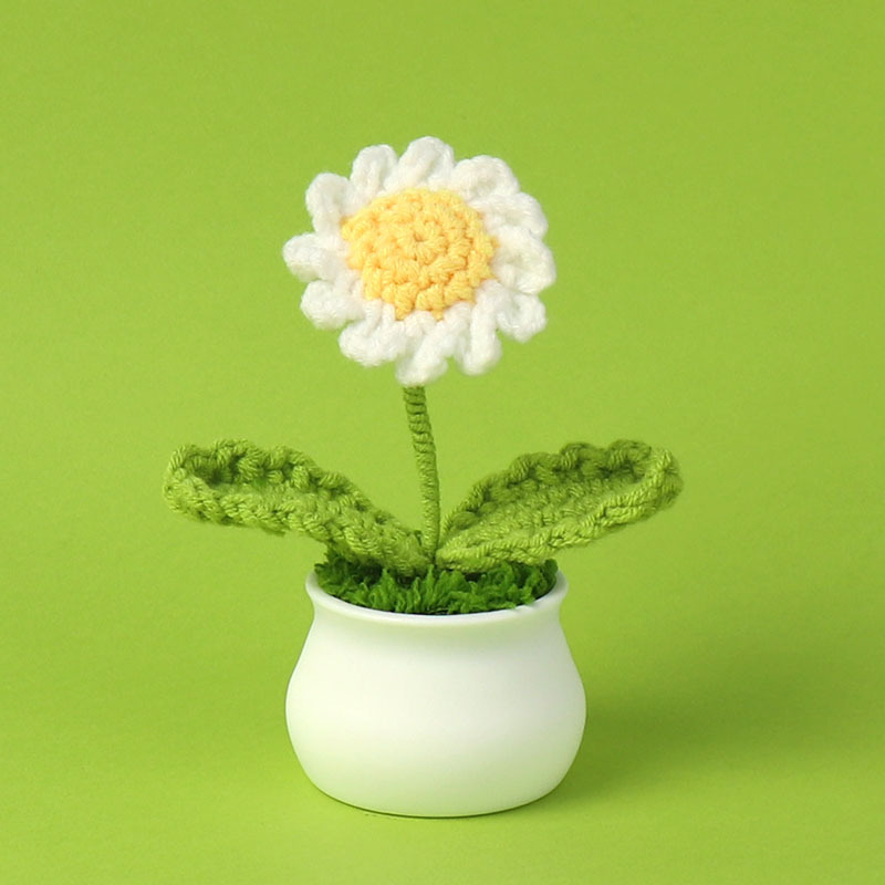 完成品クロスボーダーニットウールひまわり鉢植え造花研究デスクトップ装飾品卒業子供の日の小さなギフト|undefined