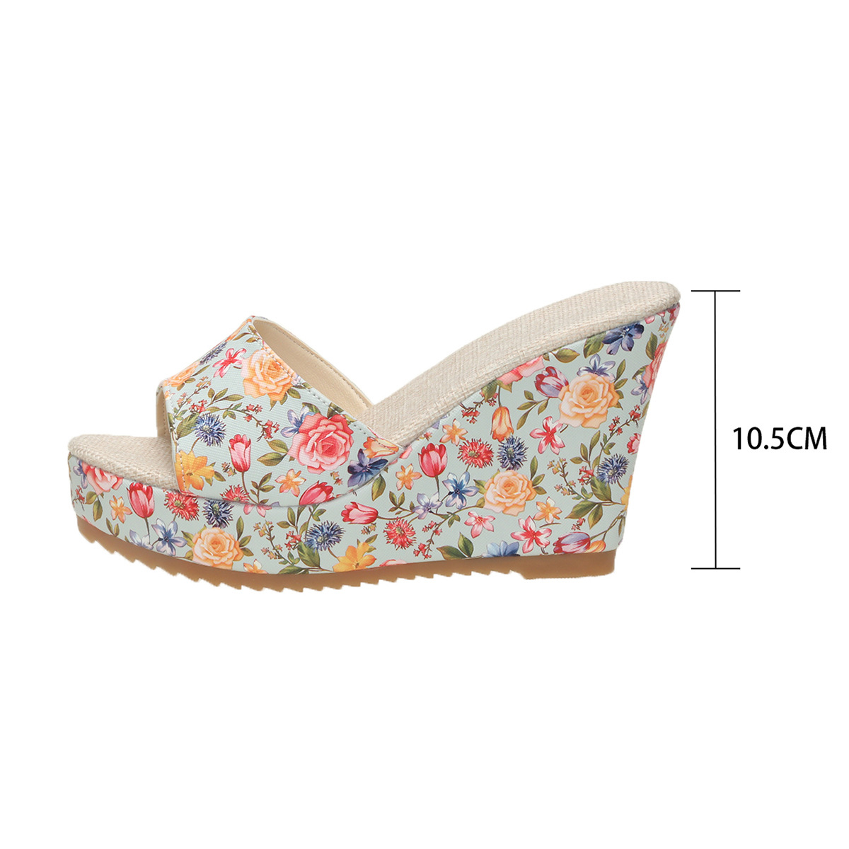 Women's Floral Sandals Summer Peep Toe Wedge Thick Sole European American Style Plus Size Shoes For Outdoor Wear_vogvips.com