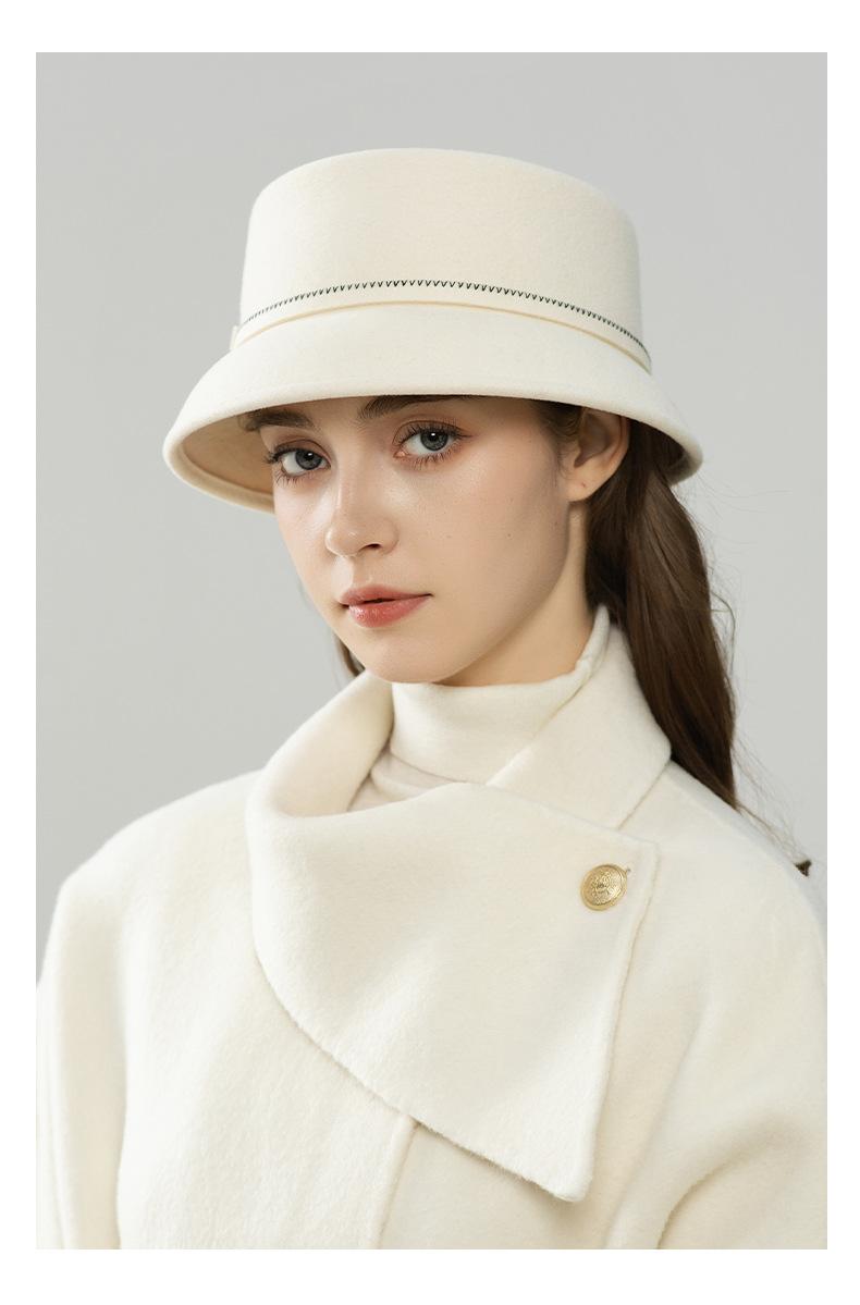 Mũ len nữ beanie phong cách Pháp trang trí nơ, chất len pha cao cấp ấm áp — màu đen chi tiết 6