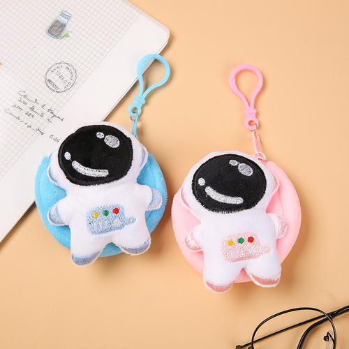 Korean style keychain creative cartoon astronaut couple backpack pendant ins internet celebrity headphone coin storage bag