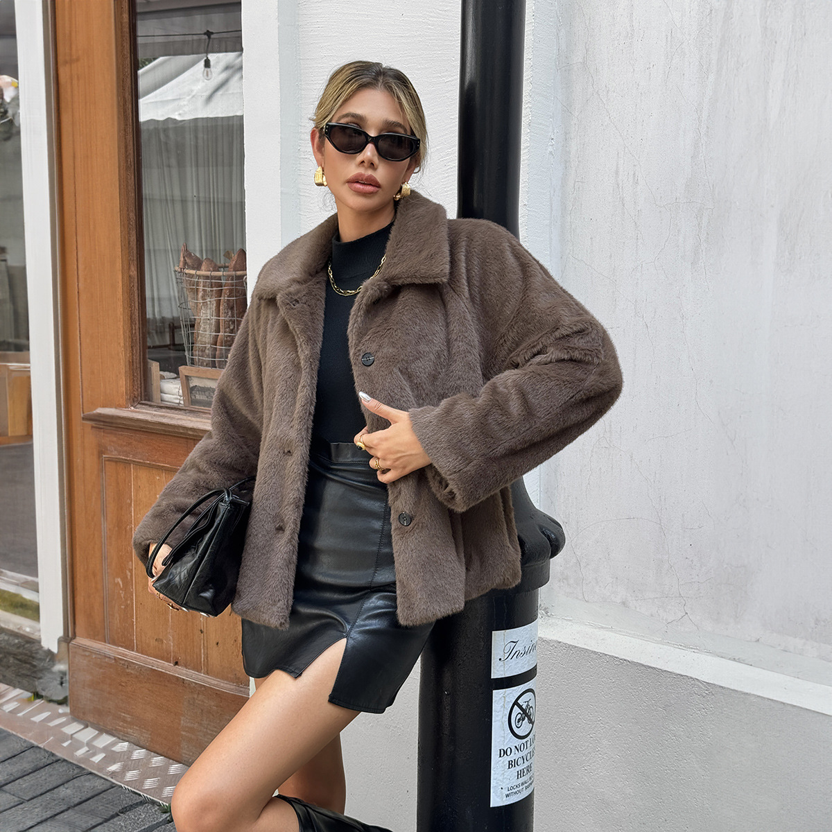Women's Clothing Elegant Sophisticated Fur Sweater Long Sleeved Coat Overcoat European American Style Autumn Winter_ecoleips.com