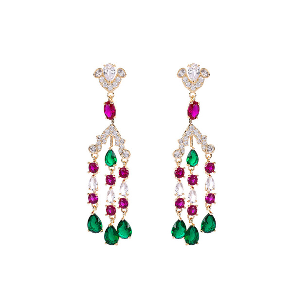Long geometric stone inlay with zircon