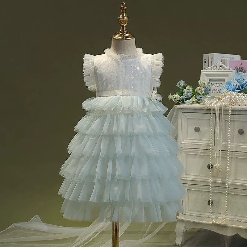 Летнее модное платье принцессы для девочек на день рождения, юбка-тортик, сетчатое платье для детей 3-6 лет, сказочный стиль для девочек