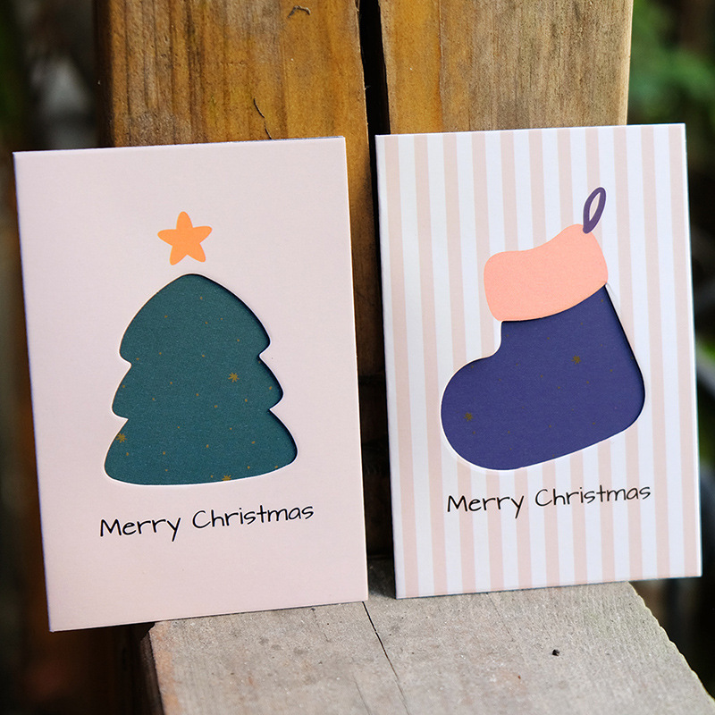 Cross-border minimalist gold star-cutout Christmas cards, Christmas mini foldable small cards, wholesale Christmas greeting cards