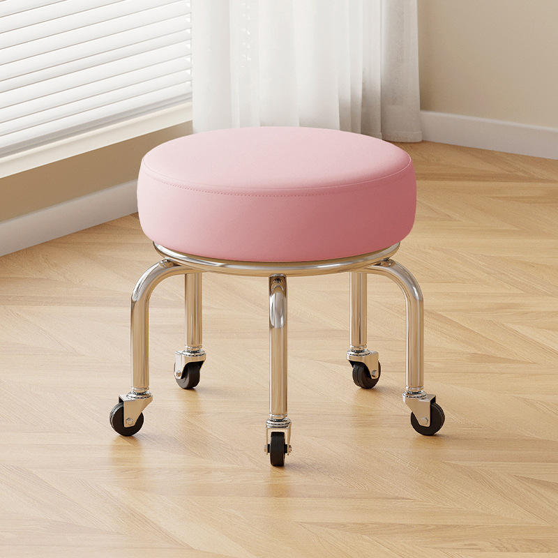 Polia doméstica taburete bajo rueda universal pequeño taburete silencioso rotativo taburete redondo móvil con artefacto moderno y simple