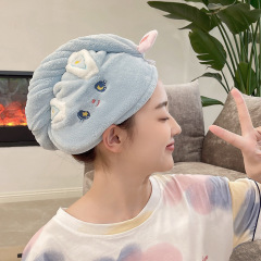 新しいネットの赤い漫画のかわいいウサギの髪の帽子の女性の吸水の刺繍のシャワーの帽子の速乾したサンゴの毛の乾いたタオルのタオル