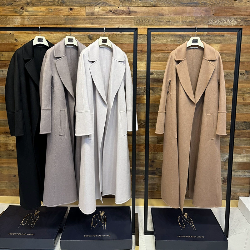 Оригинальная версия SMax 2024, осенне-зимняя новая женская длинная шерстяная верхняя одежда Elisa, двусторонняя шерстяная верхняя одежда