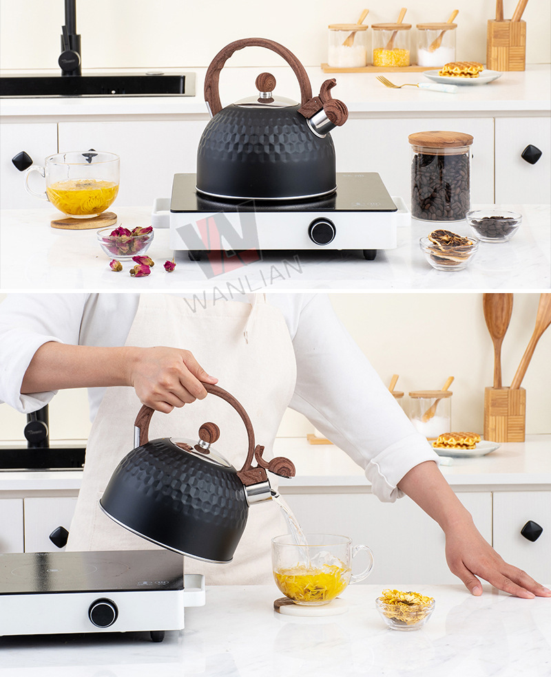 201 Stainless Steel Material Solid Color Pattern Casual Style White, Black Color Casual Solid Color 201 Stainless Steel Kettle 1 Piece