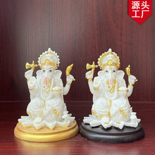 跨境象神的摆件金色彩绘莲花底座象头神印度神像泰式佛像源头厂家