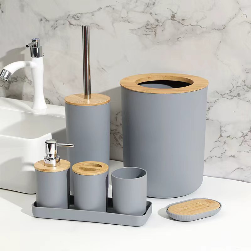 Color sólido blanco y negro de alta gama, caja de jabón, soporte de cepillo de dientes, botella de emulsión, enjuague bucal, caja de algodón, oferta transfronteriza