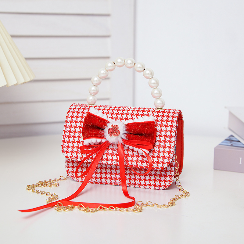 Bolsos infantiles, bolsos de arco de perlas, bolsos de mano, bolsos de Año Nuevo, bolsos de princesa de moda, bolsos de hombro