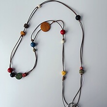 棕色皮绳纽扣耳机套手机挂绳编织长款斜挎可肩背可手拎ccd相机绳