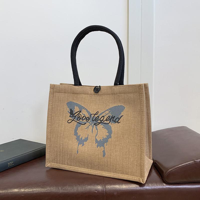 Thickened Large Capacity Linen Portable Tote Bag New Fashion Bag College Students' Class Commuter Shoulder Bag Tote Bag Thickened Large Capacity Linen Portable Tote Bag New Fashion Bag College Students' Class Commuter Shoulder Bag Tote Bag