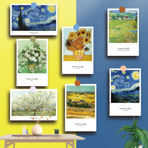 INS Nordic Style Decorative Card Wall Room Postcard Frame Picture Wall Sticker Decor Card Art Famous Painter