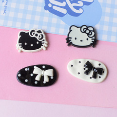 かわいい黒と白の猫のアクセサリーの髪飾りの携帯ケースクリームゴムの靴の花diy材料の卸売り