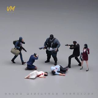 VM 1/64 悍匪场景微缩人偶 微缩场景模型搭配3D彩色打印小人偶