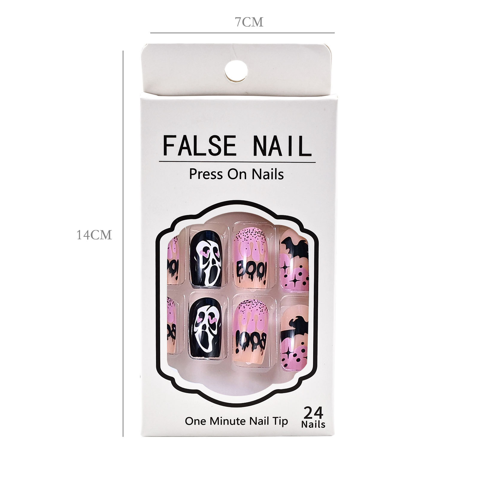 Cartoon, ghost, Heart Shape Pattern Halloween Retro French Style Sweet Cartoon Ghost Heart Shape Plastic Nail Patches 1 Set