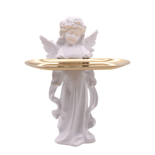 Elegant European Angel Goddess Statue Serving Tray, Artist's Home Living Room Decor, Office Decor Piece