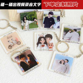NFC图片钥匙扣 碰一碰出图文视频录音 生日婚礼节日纪念礼物挂件