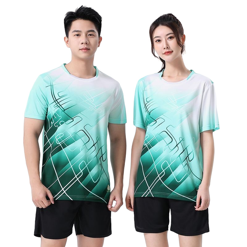 빠른 바구니 특별 배드민턴 세트 맞춤형 새로운 여름 빠른 건조한 여자 짧은 소매 남자 배구 테니스 탁구 운동복
