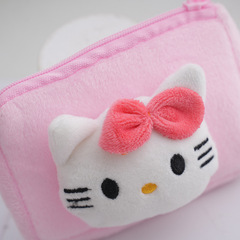 Cartoon Plush Wallet Square Cute Plush Coin Purse pudding dog kt cat keychain pendant children's storage bag