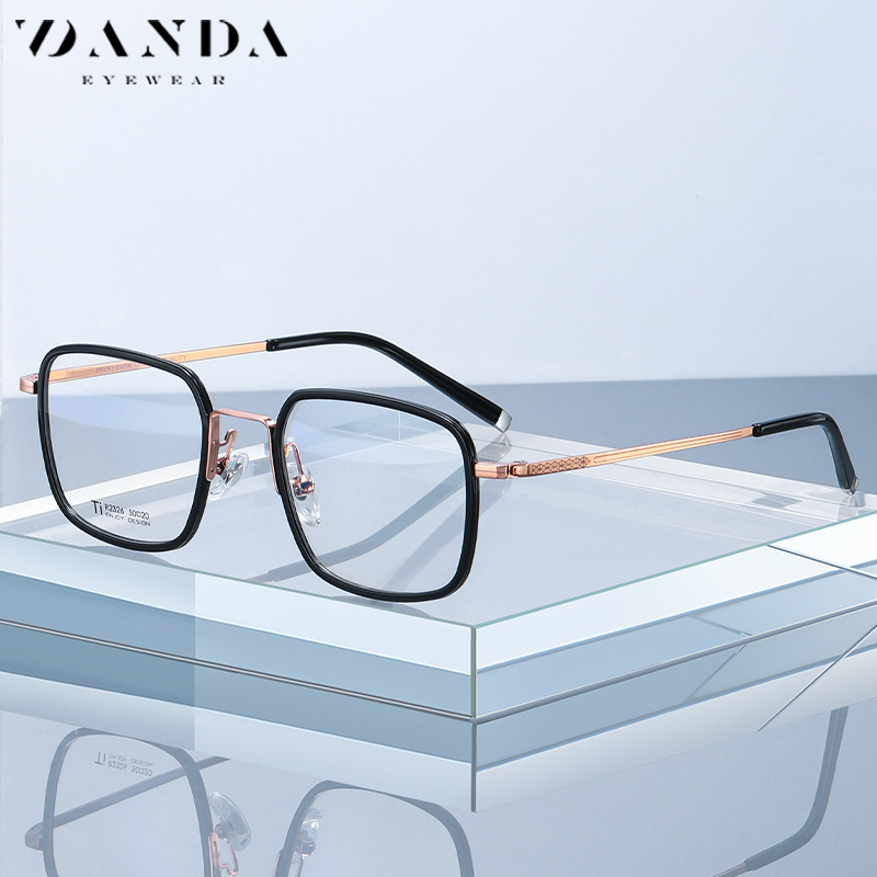 2023 nuevo puro titanio gafas marco r2326 moda placa caja llanura gafas bola abierta puede ser equipado con miopía gafas marco