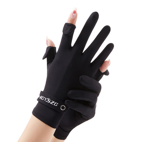 Ice Silk Sunscreen Gloves for Women Summer Thin Tram Cycling Cool Breathable High Elasticity Outdoor Flip Finger Touch Screen A02Y
