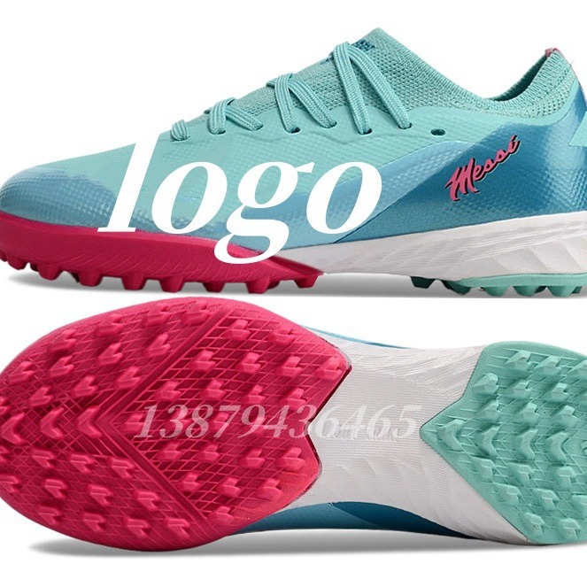 Los fabricantes de Putian venden al por mayor zapatos de fútbol de la serie X de entrenamiento verde de uñas rotas para niños y niñas de interior transfronterizos