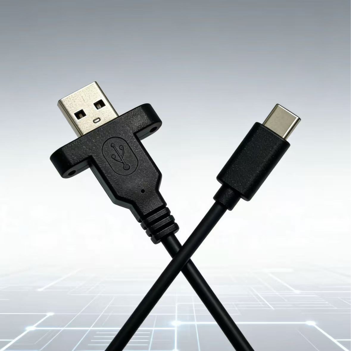 USB2.0AM带螺丝type-C数据线工业执法仪采集柜弹簧转接线充电线