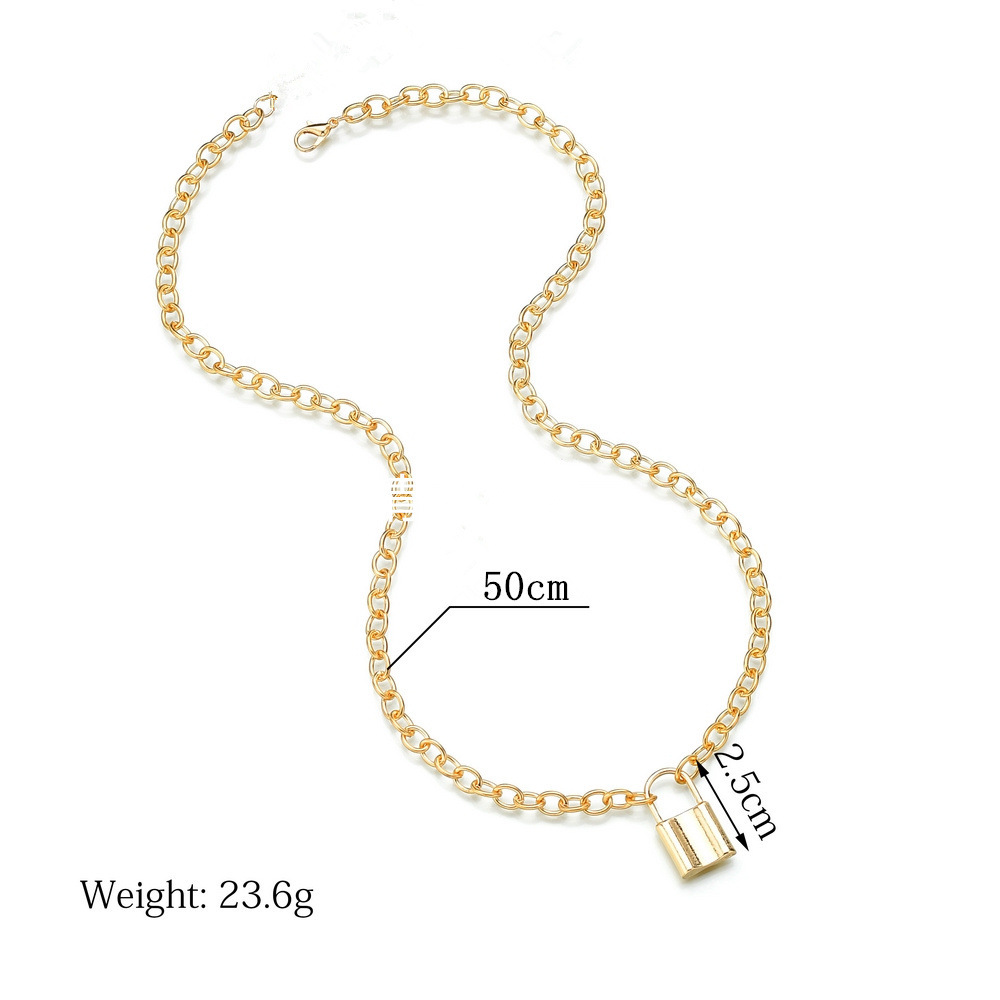 Punk Alloy Lock Pendant Thick Necklace display picture 3