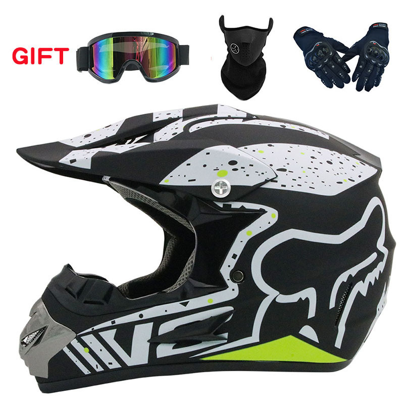 Motosiklet kaskı (dəbilqə) – Motuoche Helmet with Goggles - matte-black-snowflake-goggles-mask-black-gloves-s