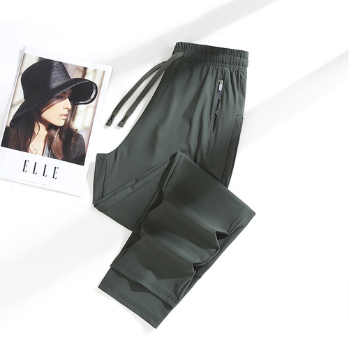 Summer Ice Silk Quick-Dry Breathable Nylon Men's and Women's Unisex Elastic Soft Wrinkle-Resistant Cooling Couple's Sun Protection Pants