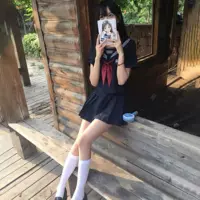 jk униформа в стиле преппи, матросский костюм, топ, женский костюм из трех предметов с короткими рукавами, голубого цвета